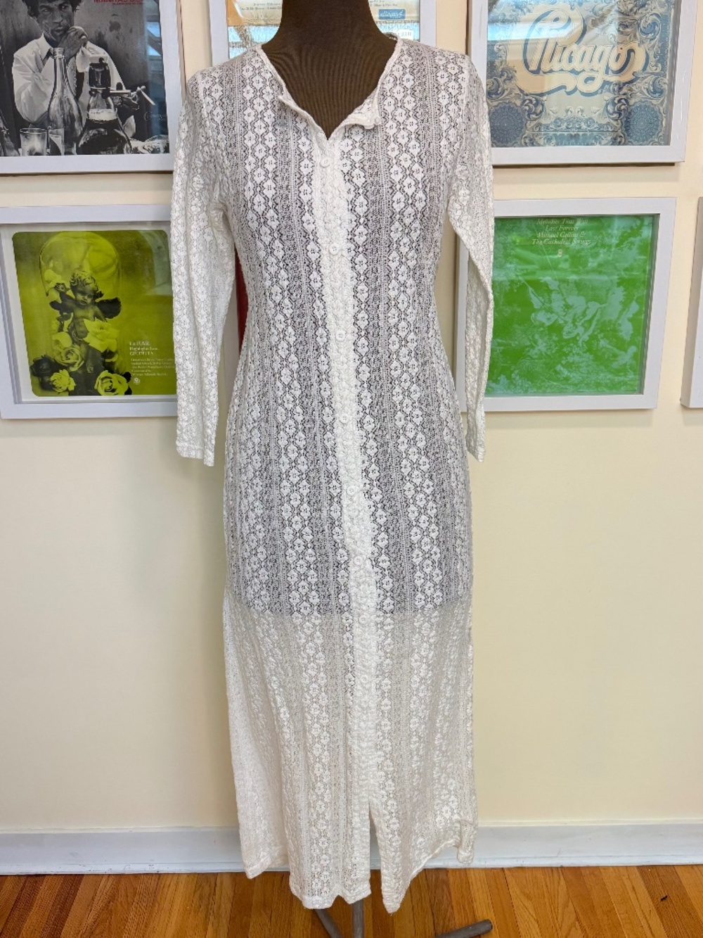 🤍 Vintage Y2K White Lace Button Up Maxi Dress 🤍